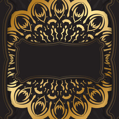 Black color banner template with golden indian ornament