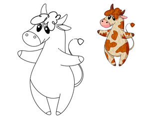 coloring book with animal cow