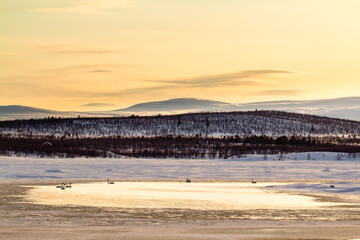 Winter in Kaalasjärvi, Swedish Lappland.