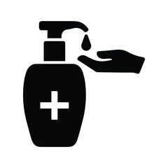 Coronavirus, sanitizer icon. Black vector graphics.