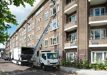 Naklejka na ściany i meble Moving in Amsterdam, Noord-Holland Province, The Netherlands