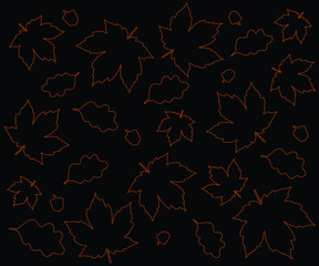 Autumn leaves silhouette, autumn background banner, vector minimalism illustration