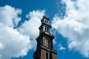 Fototapeta na wymiar Westertoren in Amsterdam, Noord-Holland Province, The Netherlands