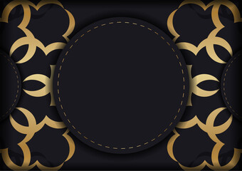 Black color brochure with gold indian ornament