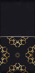 Black color brochure with gold vintage ornament