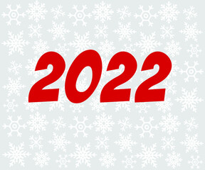 Happy New Year 2022 greeting card with snowflakes