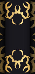 Black color brochure with golden abstract pattern