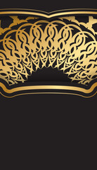Black color flyer template with gold mandala ornament
