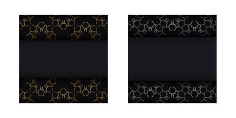 Black color flyer with gold abstract ornament