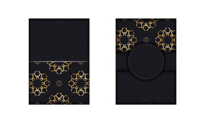 Black color flyer with gold abstract pattern