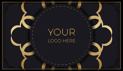 Black color flyer with gold luxury pattern