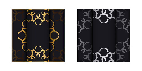Black color flyer with gold vintage ornament