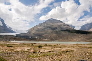 landscape along Icefield Parkway road in Alberta in Canada