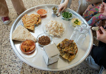 Arab lunch on a tray