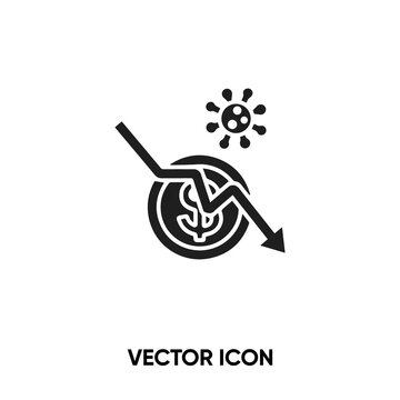 Economic crisis vector icon. Modern, simple flat vector illustration for website or mobile app.Coronavirus, chart or money symbol, logo illustration. Pixel perfect vector graphics	