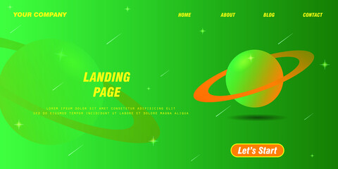 Landing Page Vector Design with free space planet template and eps file 10