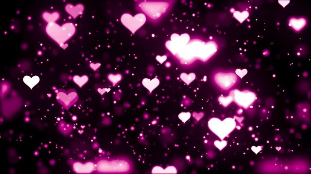 Loopable: Abstract magenta love hearts animation on black background for Valentine's day, mothers day, wedding anniversary.