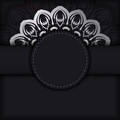 Black Greeting Brochure Template with Greek Pattern