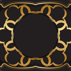 Black postcard with golden greek pattern