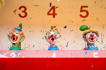 vintage shoot the clown arcade game at Coney Island, Brooklyn, New York.