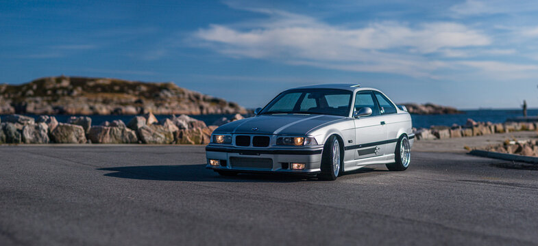 Lindesnes, Norway – august 2005: A grey BMW E36 M3 on a parking lot