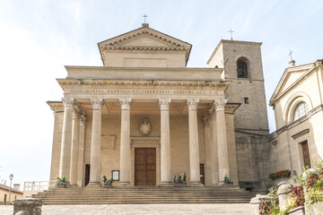 Obraz premium Basilica di San Marino. Catholic church of the Republic of San Marino one of the smallest state in the world. Europe, built in neoclassical style.