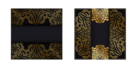 Dark color card with golden mandala pattern