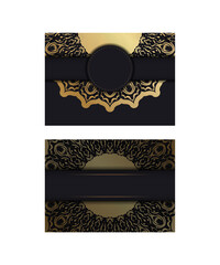 Dark color flyer with golden abstract ornament