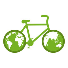 World Cyclist Day. Bicycle with earth globe world concept.