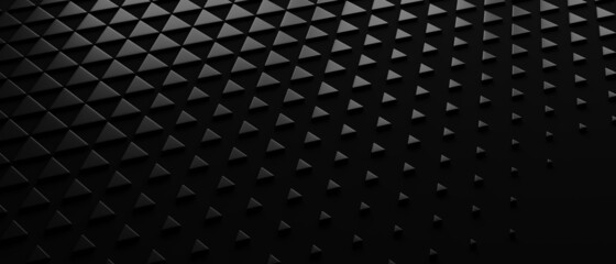 Black 3D background. Abstract triangles geometric.