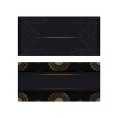 Dark color greeting card with golden luxury ornament