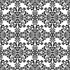 Seamless vector ornate classic ornament pattern.Reusable floral painting stencils. For the design of wall, venetian pattern,textile, wrapping or scrapbooking. Digital graphics. Black and white.