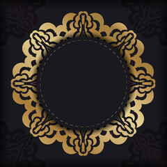 Dark color postcard with golden greek ornament
