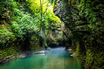 Scenic views of Martvili Canyon in Georgia perfect for boat cayaking tours