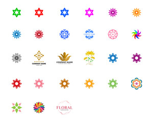 Set of Abstract Flower Logo Icon Vector Design