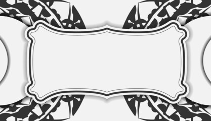 Postcard design White colors with black mandala patterns. Invitation card design with space for your text and Greek ornaments.