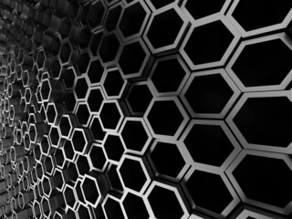 Obraz premium Chrome Metallic Hexagon Glossy Futuristic Background