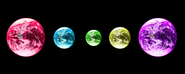 Planetas e sistema solar, simulação utópica e abstrata. Planeta Terra e Sol, mera representação. © Luiz Leite