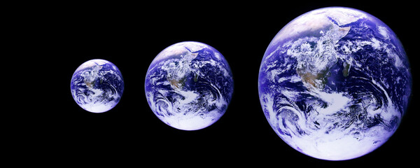 Planetas e sistema solar, simulação utópica e abstrata. Planeta Terra e Sol, mera representação. © Luiz Leite