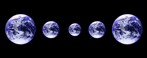 Planetas e sistema solar, simulação utópica e abstrata. Planeta Terra e Sol, mera representação. © Luiz Leite