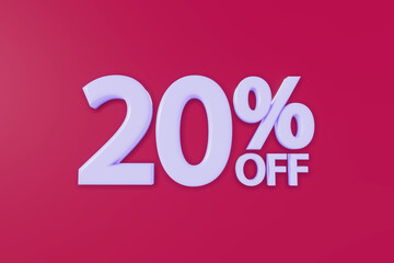 20% Off Sales Discount - 3D Text Sign for Shop Window
