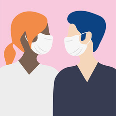 Fototapeta premium couple with face masks