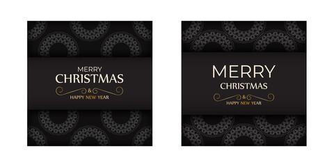 Poster Merry Christmas and Happy New Year in black with white ornaments.