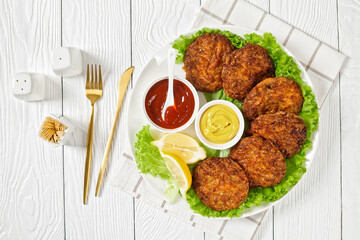baked pork patties with browned cheese crust