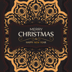 Poster template Happy New Year and Merry Christmas white color with winter ornament.