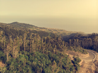 Aerial view of atlantic coastal city of Funchal, Madeira.