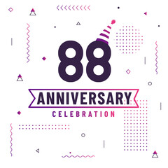 88 years anniversary greetings card, 88 anniversary celebration background free vector.