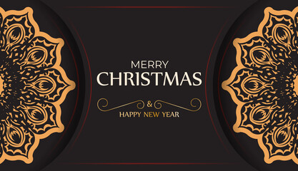 Poster template Happy New Year and Merry Christmas white color with winter pattern.