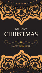 Poster template Happy New Year and Merry Christmas white color with winter pattern.