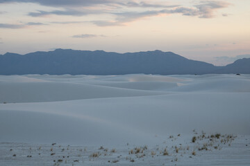 White Sands National Monument
Scenic view of White Sands at sunset, New Mexico; these are dunes composed of sands of gypsum.